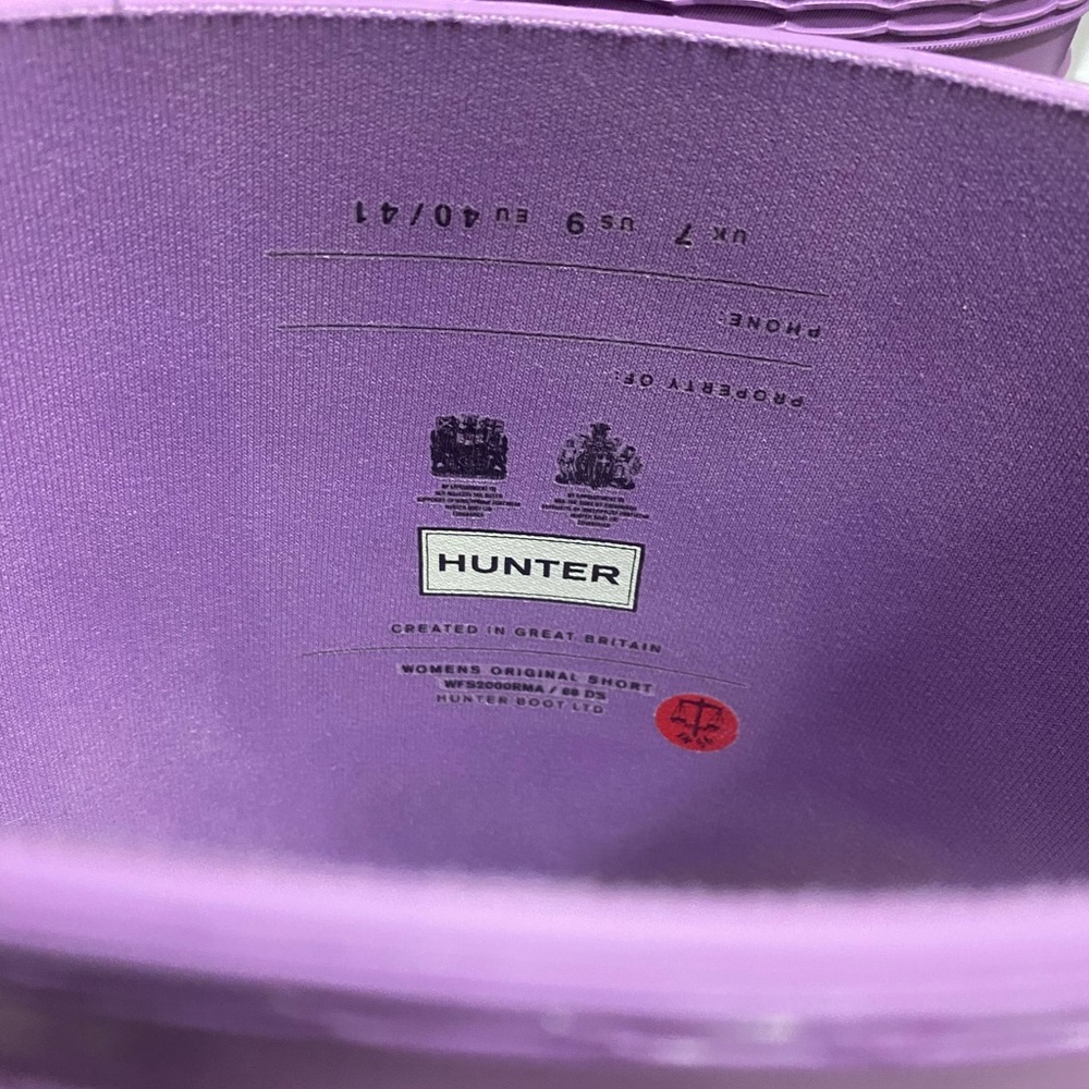 Lilac Hunter Boots Matte, US size 9 - Picture 3 of 4